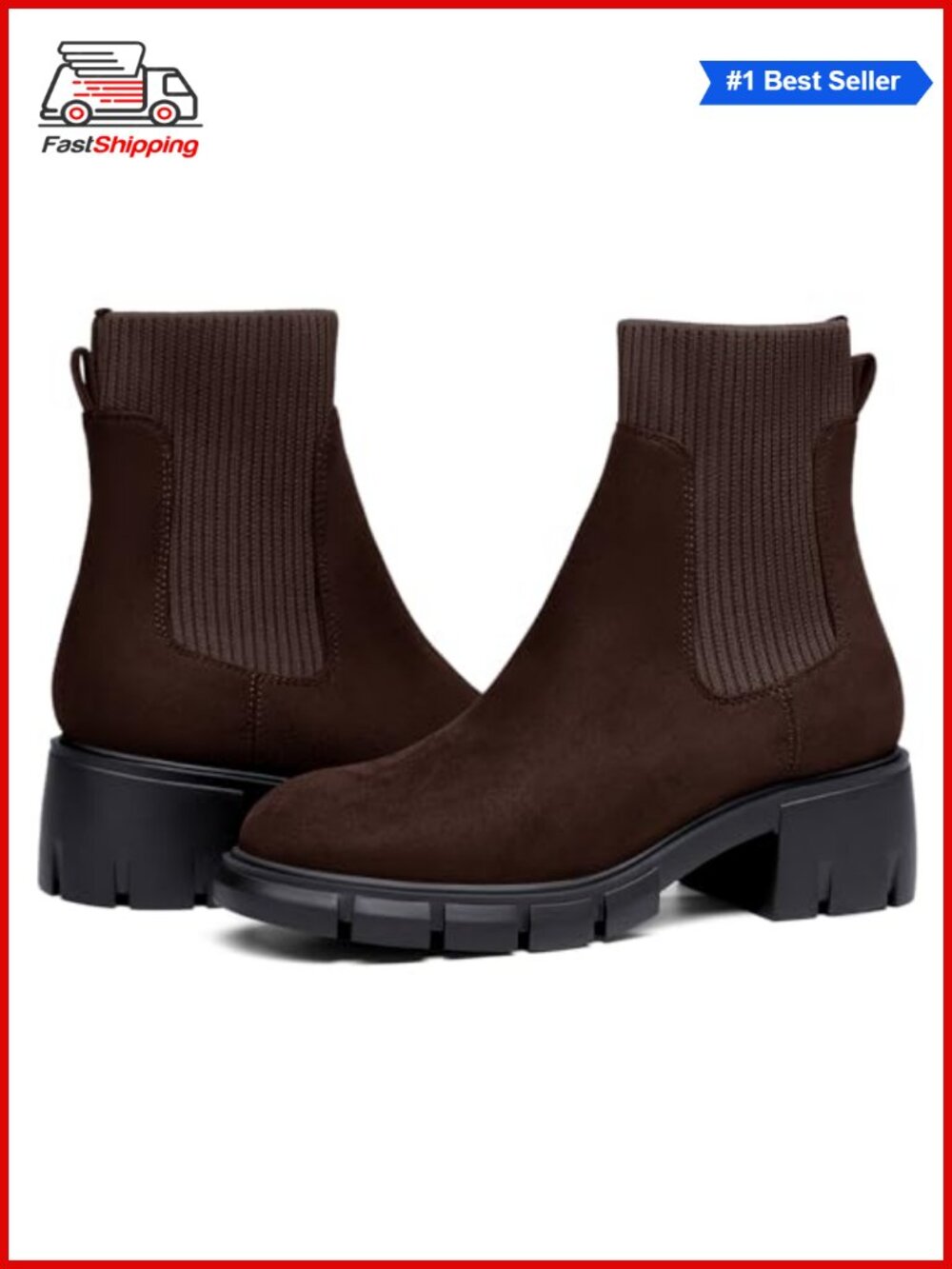 ✨ Ruanyu Womens Platform Ankle Boots Chunky Block Heel Chelsea Booties Lug Sole